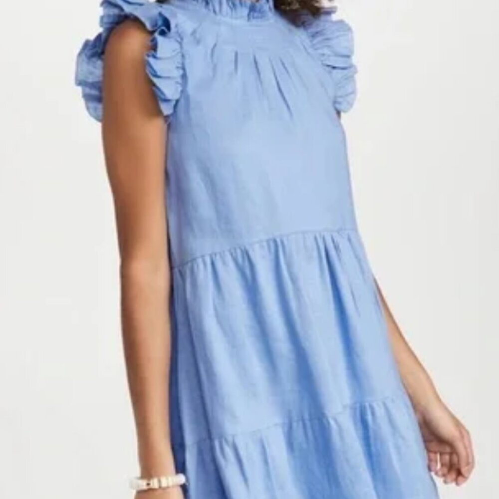 Sea Waverly Blue Flutter Sleeve Dress Women's size 2